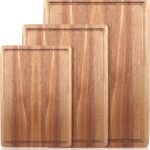 Solid Wooden Cutting Board Set of 3 Acacia Wood Charcuterie Board Set Meat Hardwood Chopping Board Butcher Blocks Non Toxic Maple Large Cutting Boards for Kitchen Decor Bread Serving Cheese Board