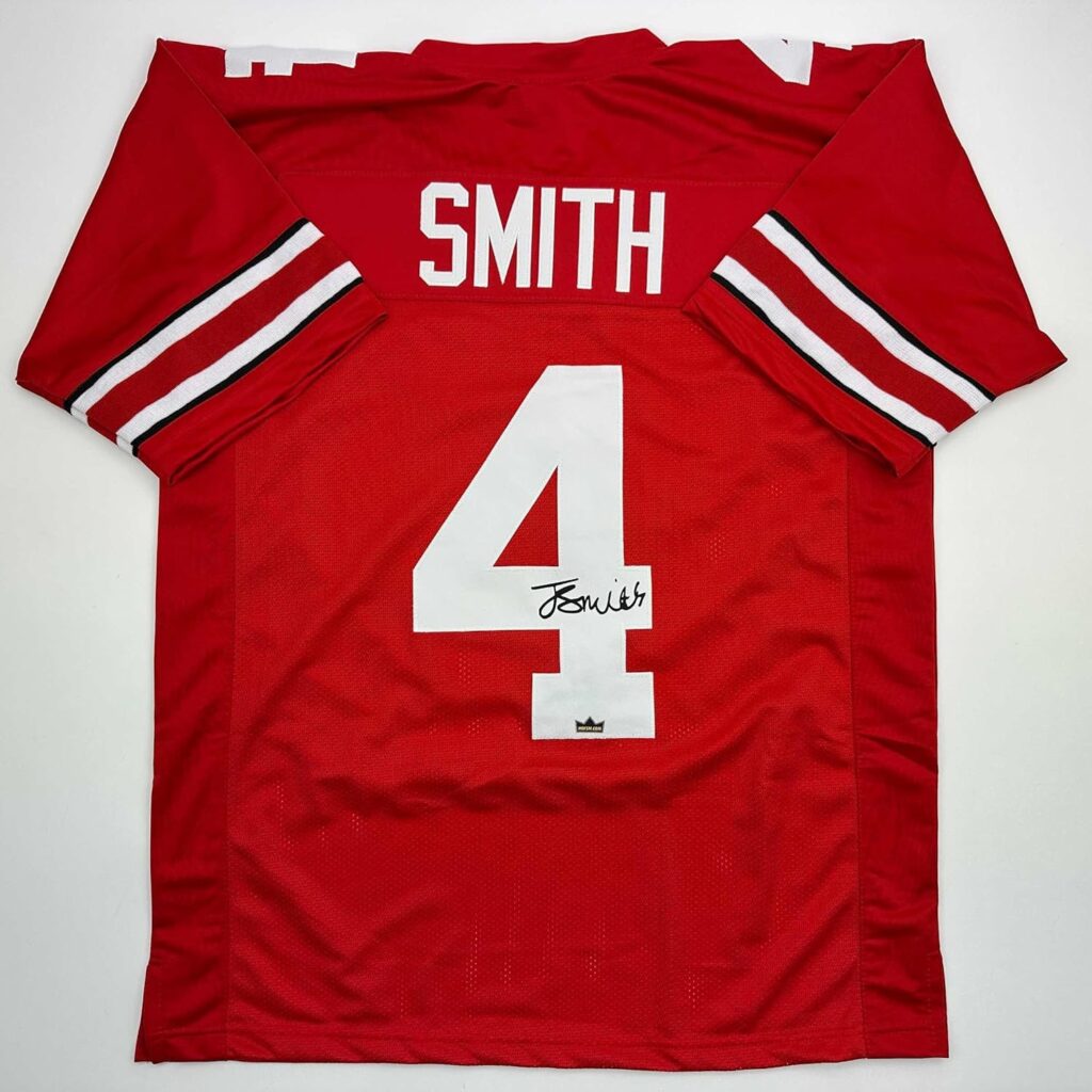 Facsimile Autographed Jeremiah Smith Ohio State Red Reprint Laser Auto College Football Jersey Size Men’s XL