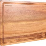 OAKSWARE Cutting Boards, 20 x 15 Inch Extra Large Acacia Wooden Cutting Board for Kitchen, Edge Grain Wood Chopping Board with Juice Groove and Handles, Pre-Oiled Carving Tray for Meat & Cheese