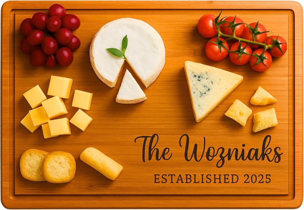 Personalized Cutting Board – Custom Engraved Bamboo Wood Charcuterie Board, Gifts for Wedding, Engagement, Anniversary, Housewarming, Bridal Shower, Unique Gift Idea for Couples, Family, Mom, Dad