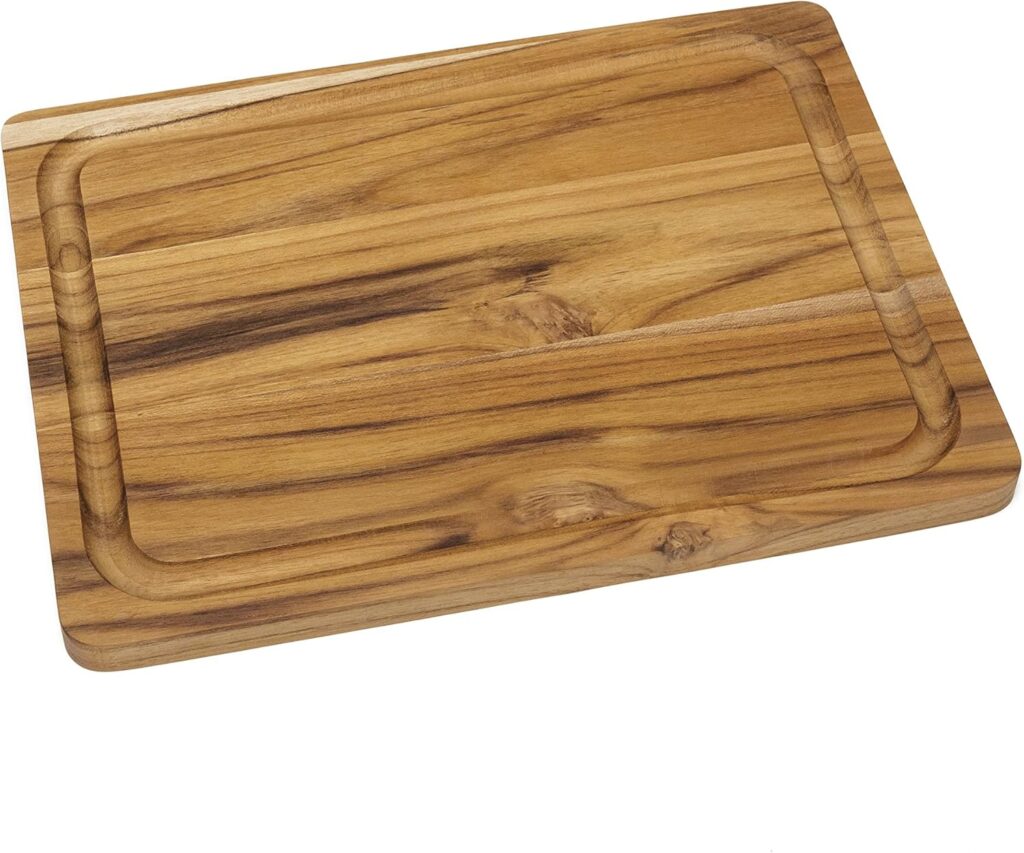 Lipper International 7215 Teak Wood Edge Grain Kitchen Cutting and Serving Board, Small, 12″ x 9″ x 5/8″