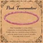 BONNY BOXX Natural Genuine Gemstone Faceted Round Beads Bracelets, 3mm Adjustable Stretchy Tiny Faceted Black Tourmaline Bracelet, Healing Crystal Reiki Chakra Dainty Jewelry Fashion Gifts