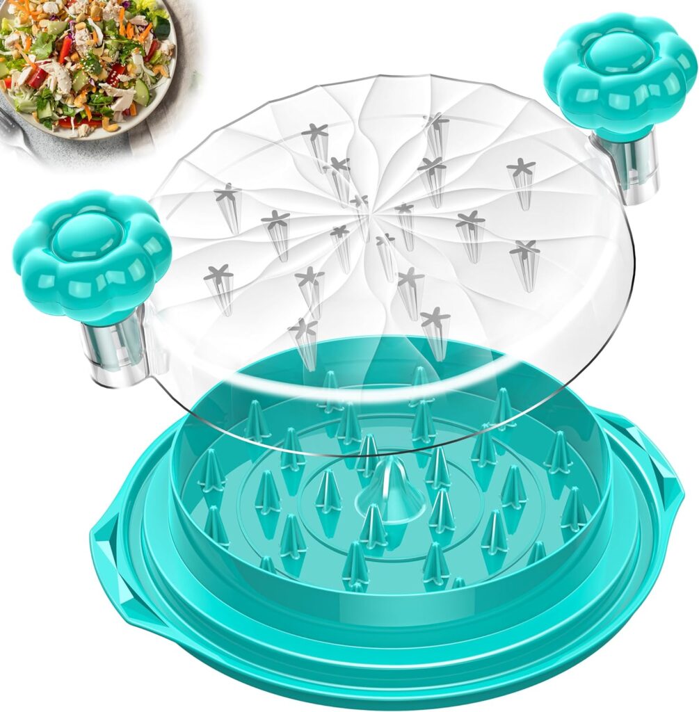 Chicken Shredder Tool Twist Large – 10” Pro Meat Shredders for Chicken Breast,Visible Kitchen Gadgets Grinder Machine with Brush,Strong Anti-Slip Strip,Ergonomic Handle,BPA Free (Tiff-blue)