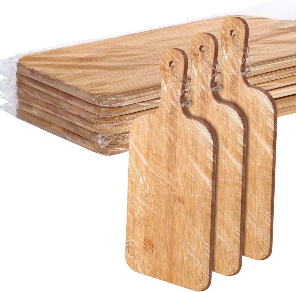 Patelai 6 Pcs Cutting Board Set with Handles Laser Engraving Wooden Charcuterie Kitchen Plain Serving Chopping Board Bulk for DIY Housewarming(Bamboo,15 x 7 Inch)