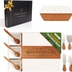 Personalized Marble Charcuterie Board – Custom Cheese Serving Tray with Engraving – Ideal Gift for Wedding, Bridal Shower, Housewarming, Birthday – Cheese Board with 11 Piece Utensils