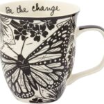 Karma Gifts 16 oz Black and White Boho Mug Butterfly – Cute Coffee and Tea Mug – Ceramic Coffee Mugs for Women and Men