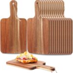 Geetery 16 Pcs Acacia Wood Cutting Board Bulk Kitchen Wooden Chopping Boards with Handle Serving Tray Charcuterie for Pizza, Bread, Cheese, Fruit, Vegetables Housewarming Gift(12 x 6 Inch)