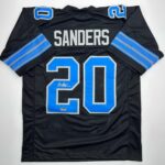 Facsimile Autographed Barry Sanders Detroit Black Reprint Laser Auto Football Jersey Size Men’s XL