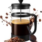 Utopia Kitchen Borosilicate Glass French Press Coffee Maker 34 oz, Heat-Resistant Cafetiere & Tea Maker, Thickened Glass Coffee Press for Travel and Camping, Black