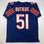 Facsimile Autographed Dick Butkus Chicago Blue Reprint Laser Auto Football Jersey Size Men’s XL