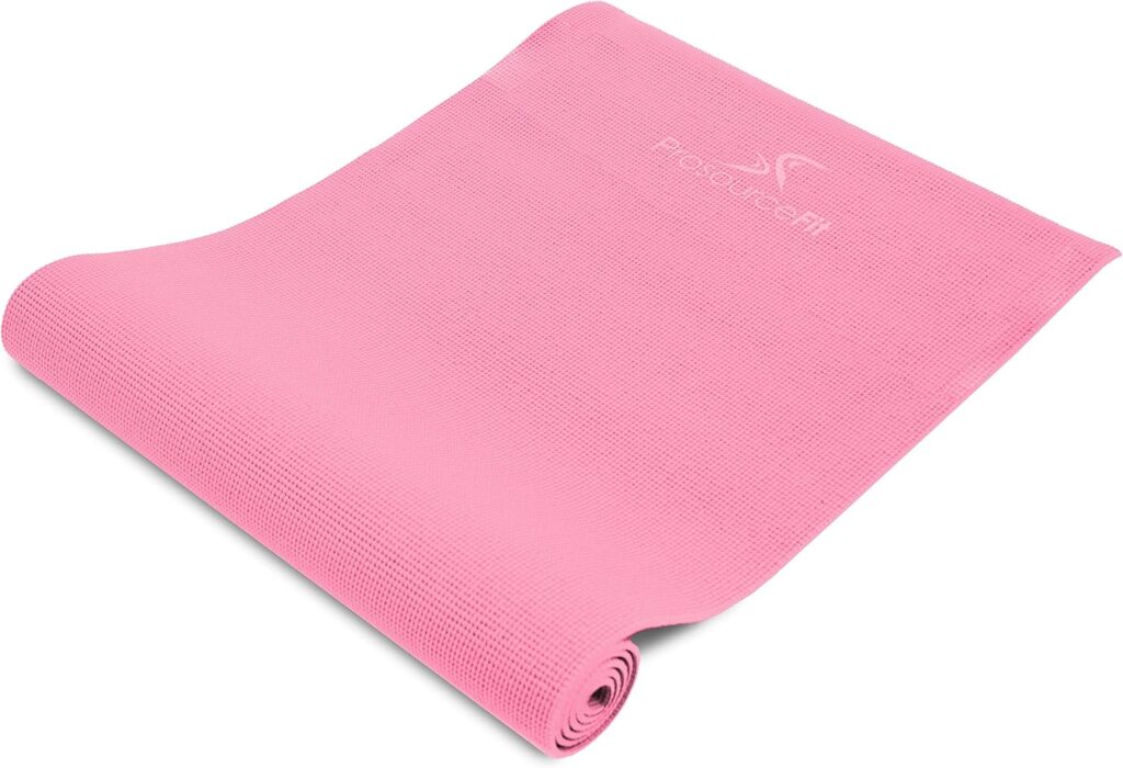ProsourceFit Original Yoga Exercise Mat ¼” (6mm) Thick for Comfort and Stability with Carrying Straps, Non Slip –Multiple Colors