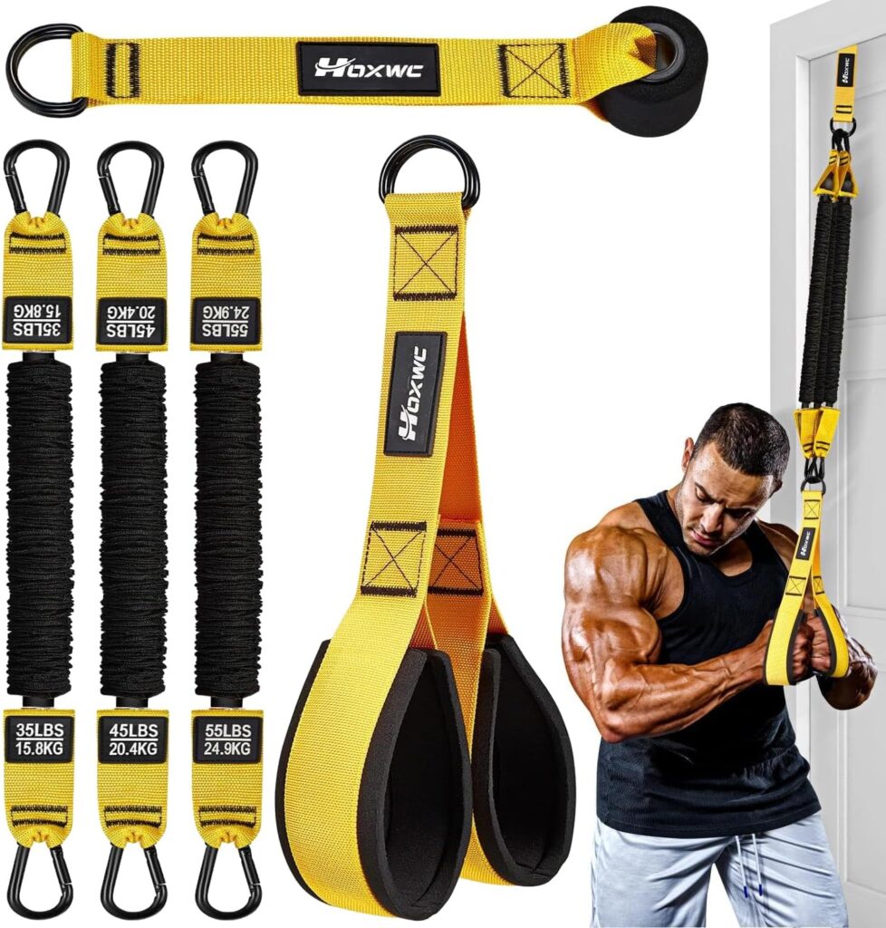 Home Gym Equipment Resistance Bands, Workout Bands with Handles, Door Anchor, Tricep Rope Cable Attachment for Push Downs, Biceps Curl, Sculpt Your Triceps, LAT, Arms, Back, Abs, Shoulder