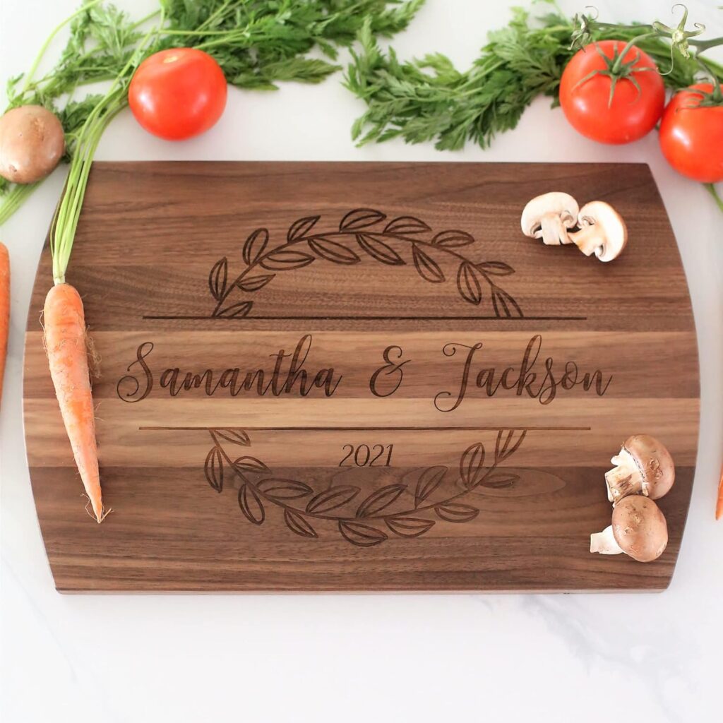 Blue Ridge Mountain Gifts Personalized Laser Engraved Wooden Cutting Board New Home Essentials – Customized Chopping Board for Weddings, Anniversaries, Birthdays – Unique Christmas Gift