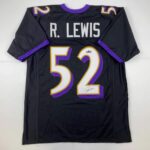 Facsimile Autographed Ray Lewis Baltimore Black Reprint Laser Auto Football Jersey Size Men’s XL