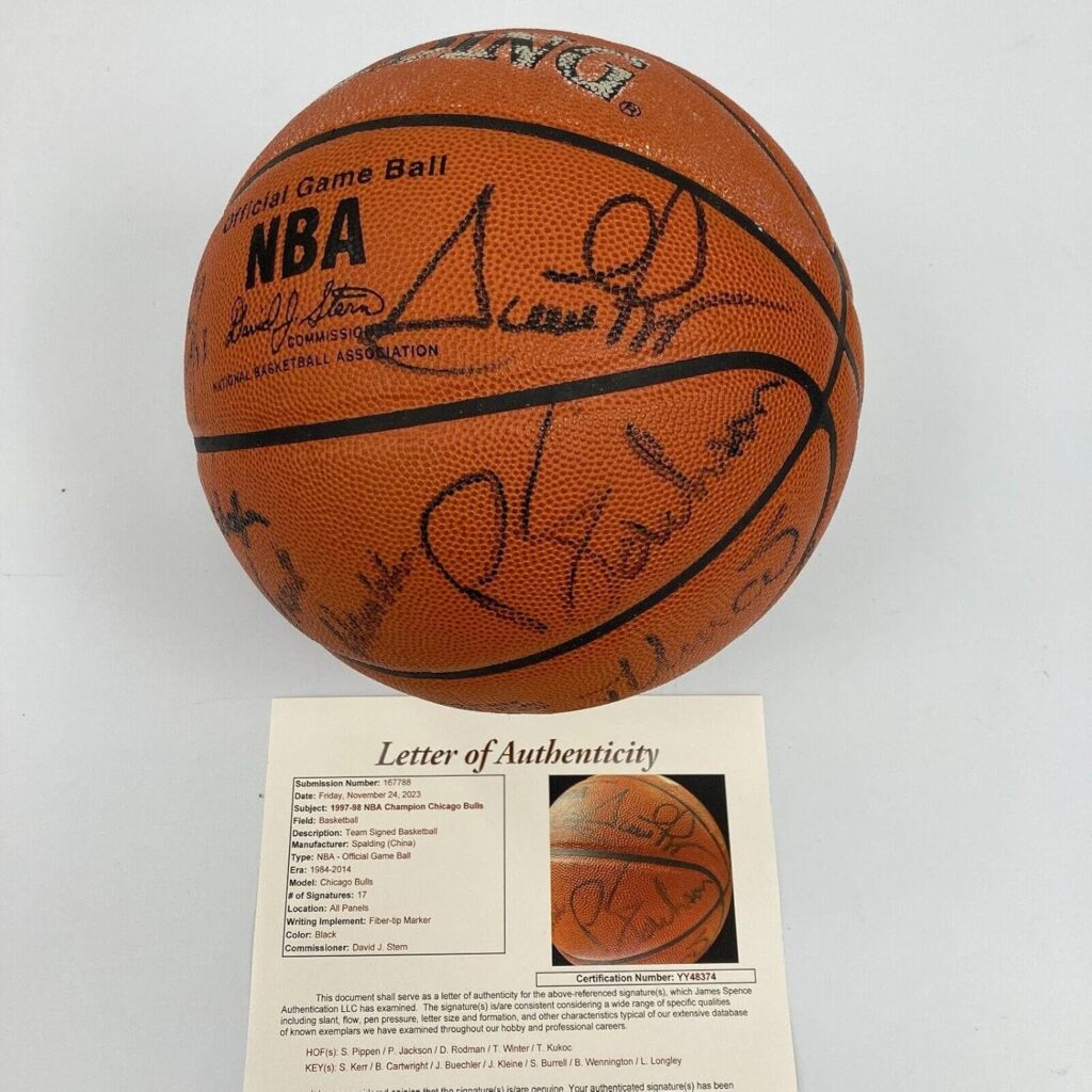 1997-98 Chicago Bulls NBA Champs Team Signed Game Basketball The Last Dance JSA – Autographed Basketballs