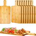 Nuenen 10 Pcs Wood Cutting Board with Handle 15.7 x 7.8 Inch Bamboo Wooden Serving Kitchen Chopping Boards for Pizza, Bread, Cheese, Charcuterie, Fruit, Vegetables(Bamboo)