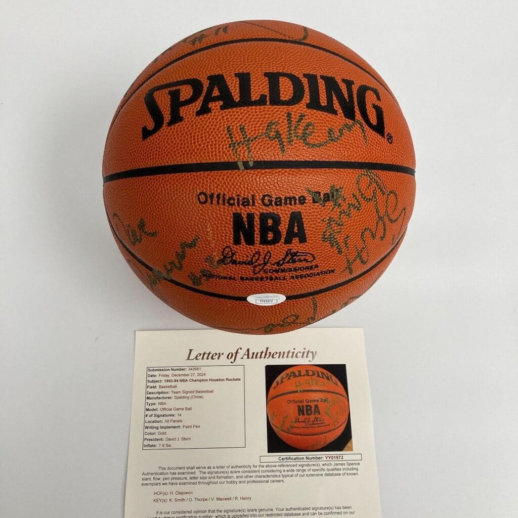 1993-94 Houston Rockets NBA Champs Team Signed Official Game Basketball JSA COA – Autographed Basketballs