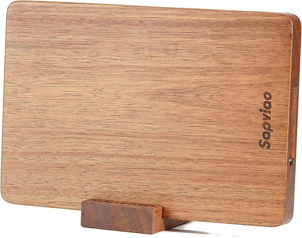 Teak Wood Cutting Board Solid Unibody Design One Piece Ultra Durable Knife Friendly Wooden Chopping Board with DeepJuice Grooves Built in Handles for Kitchen Vegetables Meat 12 X 8 IN