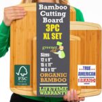 Extra Large Bamboo Cutting Board Set – Wood Cutting Boards for Kitchen, Non Toxic Cutting Board Set for Chopping, Slicing, Carving, Charcuterie – Ideal for Home Cooks, Entertaining, Family Meals
