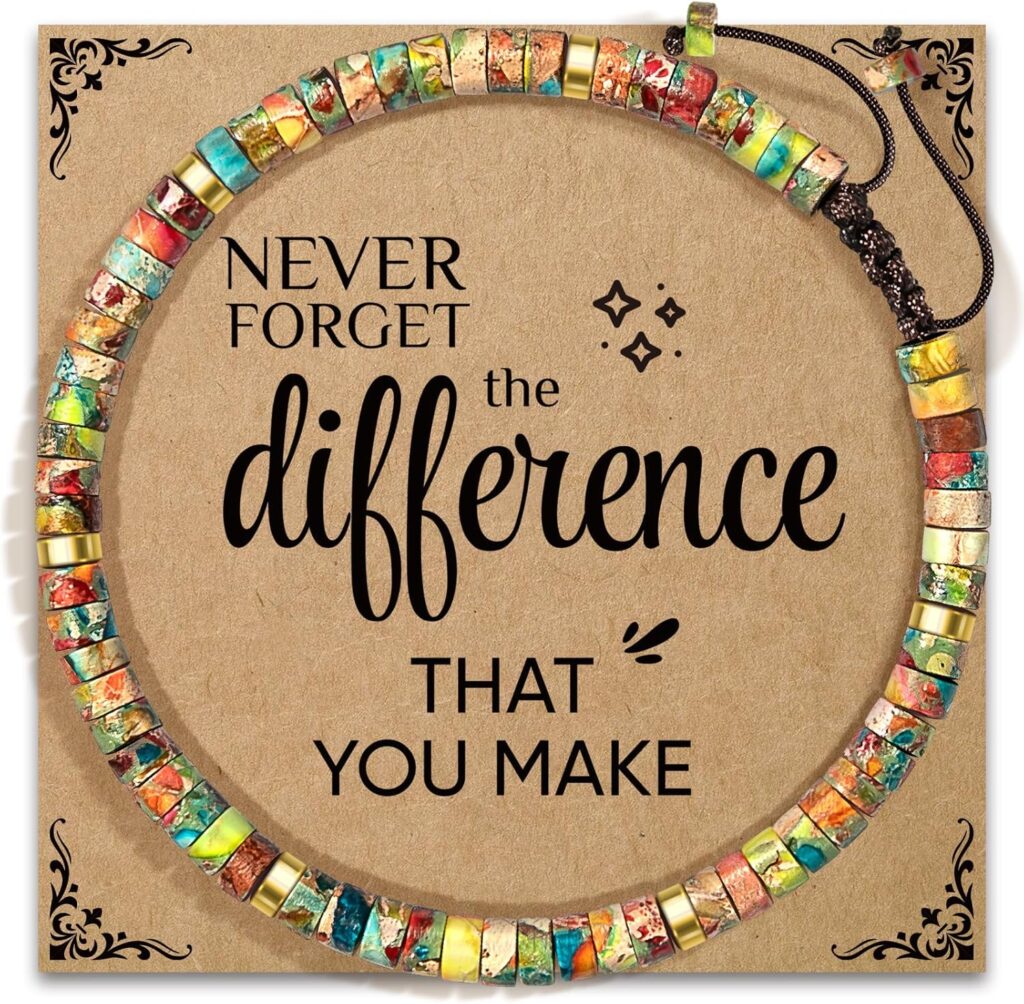 AGOT Thank You Gifts for Women: Teacher Appreciation Office Gifts for Coworkers Employee Boss Lady Manager Colleague Natural Stone Bracelet