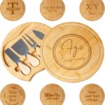 Custom engraved luxury charcuterie board & knife set/4pcs, personalized cheese chopping serving tray for fruits, food, dessert for table decoration, personalized gift for hostess (Your own text/logo)