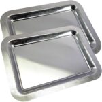 (Pack of 2) 16.9 inch x 12.2 inch Oblong Chrome Plated Serving Tray Stylish Design Floral Line Engraved Edge Decorative Party Wedding Dessert Buffet Décor Wine Platter Plate NC-038