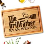 The Grill Father Cutting Board, Personalized Grilling Gifts for Men, Custom Cutting Board for Dad, Fathers Day Bbq Gifts for Him, Grill Gifts for Birthday