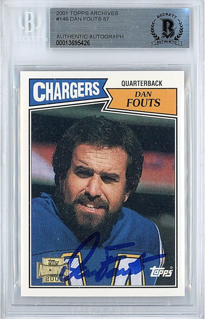 Dan Fouts Signed 2001 Topps Archives (1987) Card #146, Beckett Authentic Autograph Slab, San Diego/Los Angeles Chargers Autographed Football Memorabilia LA