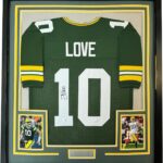 Framed Autographed/Signed Jordan Love 35×39 Green Bay Green Football Jersey Beckett BAS COA