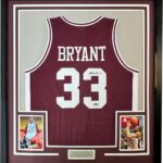 Framed Facsimile Autographed Kobe Bryant 35×39 Lower Merion Maroon Reprint Laser Auto High School Basketball Jersey