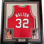 Framed Autographed/Signed Bill Walton 35×39 Portland Red Basketball Jersey JSA COA