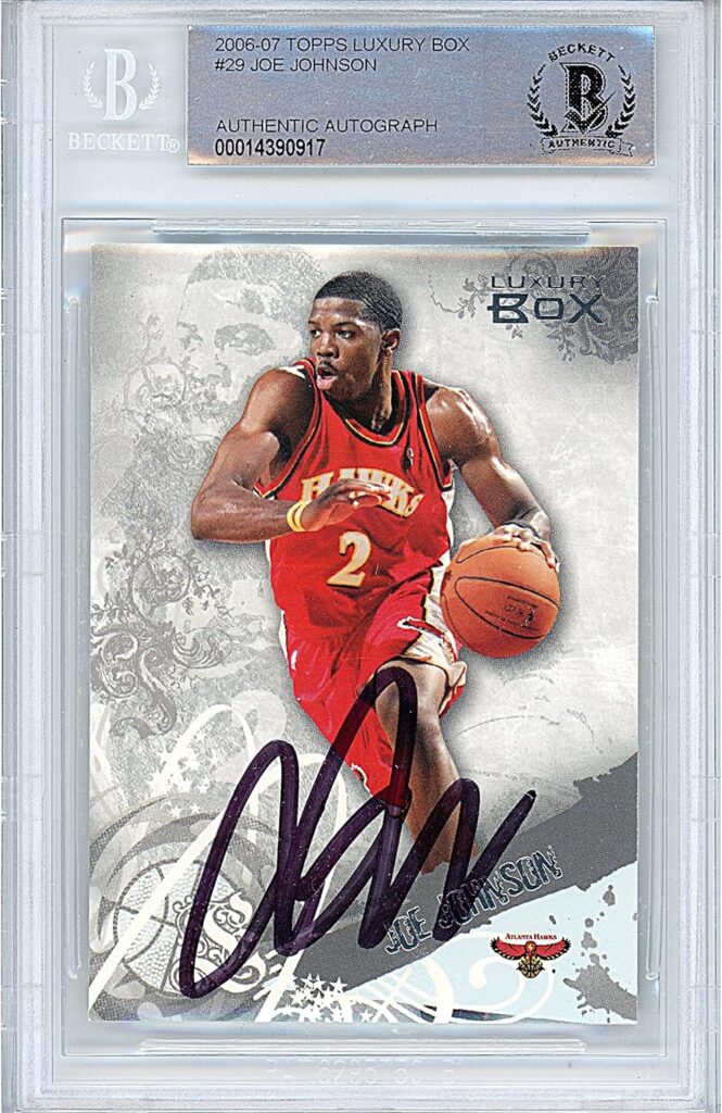 Joe Johnson Signed Basketball Card, 2006-2007 Topps Luxury Box #29, Beckett Authentic Autograph Slab, Atlanta Hawks Autographed Memorabilia