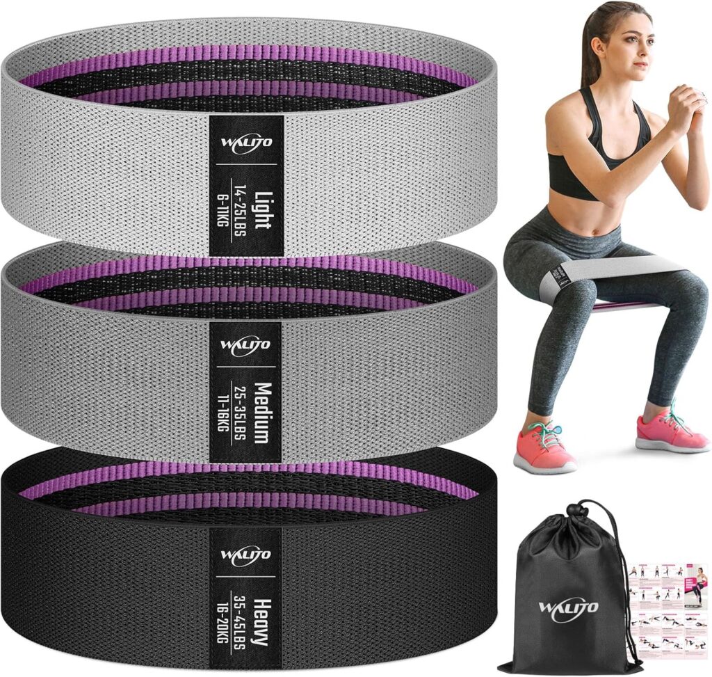 WALITO Resistance Bands for Working Out, Fabric Exercise Bands for Legs and Butt, Workout Bands for Women and Men, Booty Band for Yoga Starter Set, Pilates, Rehab, Fitness and Home Workout