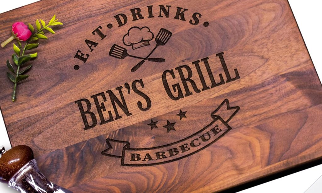Personalized Grill Wooden Cutting Board Handmade in USA – Serves as Chopping board, Charcuterie board, Cheese board – Wood Grilling Gift for men Birthday, Christmas, Father’s Day & Anniversary