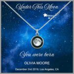 Under This Moon – Custom Moon Phase Necklace for Women – Personalized Glowing Lunar Pendant Jewelry Gift for Birthday, Anniversary, Special Date | Engraved Name Date Necklace