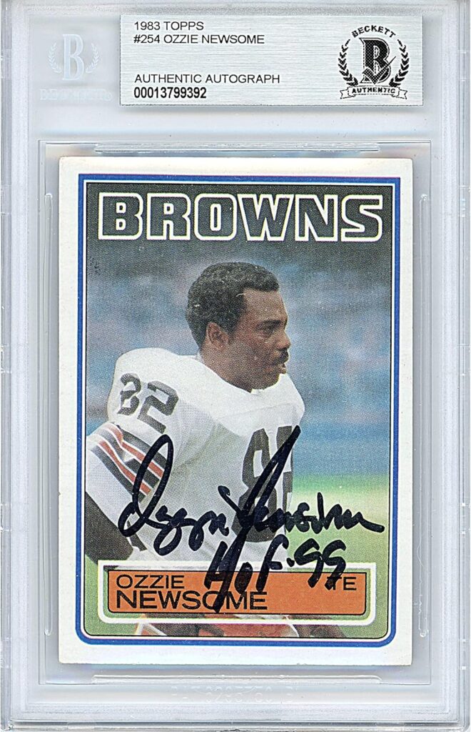 Ozzie Newsome Signed 1983 Topps Card #254, Beckett Authentic Autograph Slab, Cleveland Browns Autographed Football Memorabilia