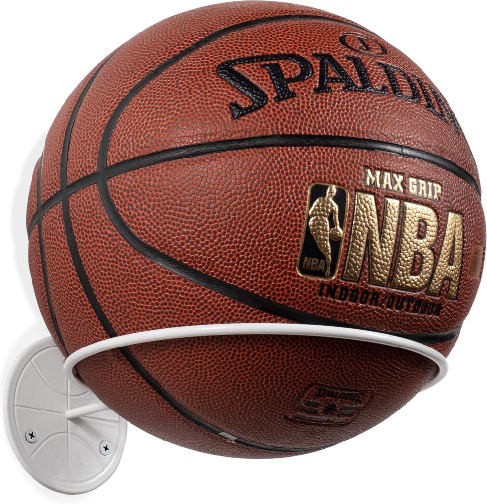 Wallniture Sporta Wall Mount Ball Storage, Ball Holder Organization and Storage Rack for Basketball, Football, Soccer Balls, Metal White