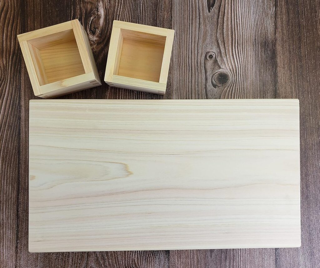 Hinoki Cypress 1 Inch Thick Cutting Board, Charcuterie Platter, Wood Serving Tray, for Gift, Customized Laser Engraving, Artisan Handmade One Solid Piece, Made in Korea (15.7″X8.7″, Medium)