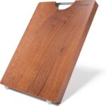 Real Solid Sapele Cutting Board One Piece No Glue Non Toxic All Whole Single Wood Butcher Block Thick Hard Wood Heavy Duty Edge Grain (Medium, 14.96″L*11.02″W*0.98″Th)