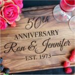 Personalized Wood Cutting Board Handmade in USA – Best Serves as Chopping board, Charcuterie board, Cheese board – Unique Wooden 50th Wedding Gift for Couple, 50th Couple Gift