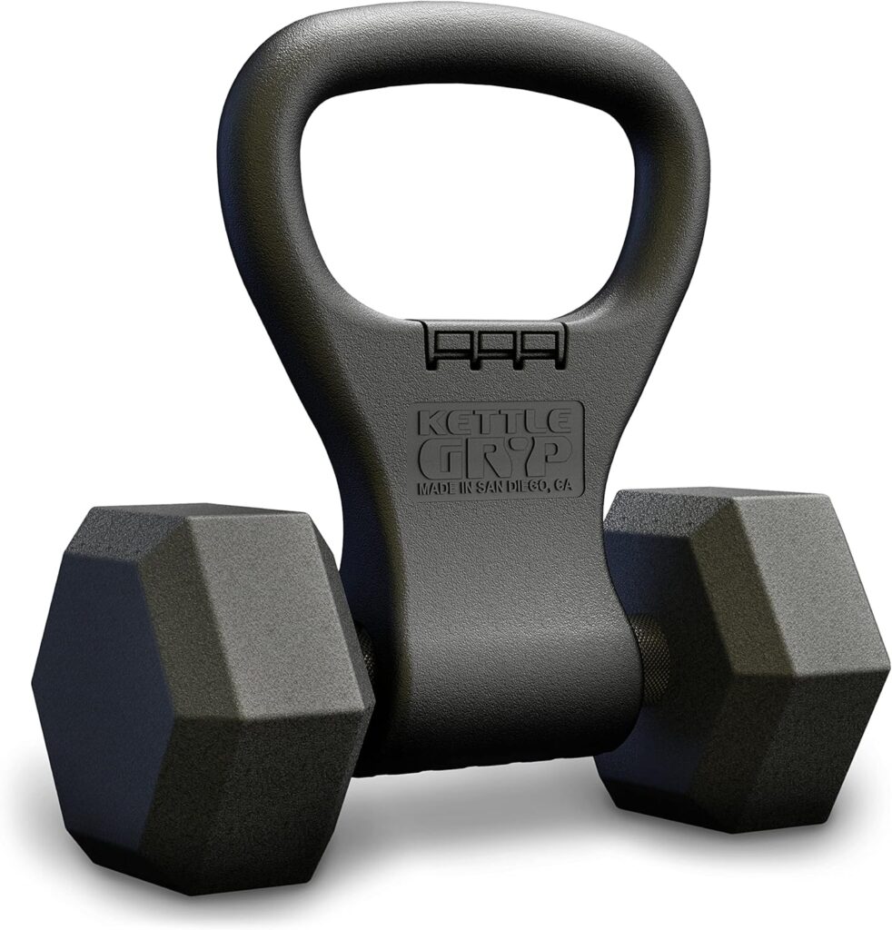 KETTLE GRYP – The Original – As Seen on SHARK TANK! Converts Your Dumbbells Into Kettlebells – Made in the USA – Dumbbell Grip Handle