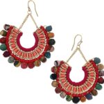 Handmade Earrings for Women Colorful Upcycled Fabric Beads Boho Statement Drop Dangle Style