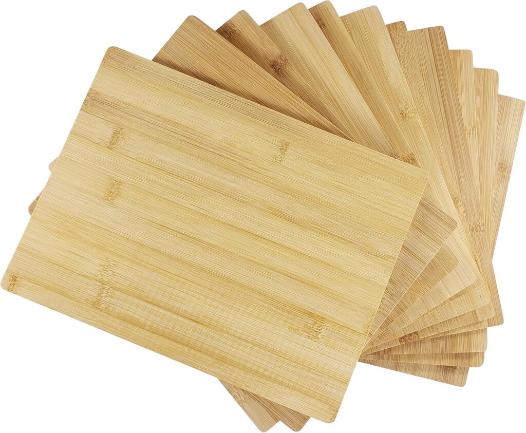 Set of 12, Bulk Wholesale Bamboo Cutting Boards – 12×9″ Blank Wood Charcuterie Trays for Snacks, Cheese, Appetizers, Grazing Platter, Engraving Gifts, Epoxy Resin Crafts, or Rustic Wall Deco