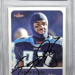 Kevin Dyson Signed 2002 Fleer Tradition Card #74, Beckett Authentic Autograph Slab, Tennessee Titans Autographed Football Memorabilia