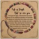 Inspirational Gifts Bracelets for Women: Healing Natural Stone Bracelets – Get Well Soon Gifts for Women Best Friends Sister Girls – Life is Tough But So are You Bracelet