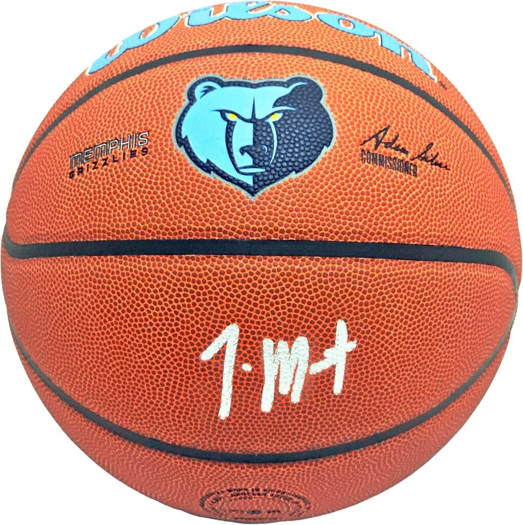 Ja Morant Autographed Composite Leather Logo Basketball Beckett BAS QR Stock #218618