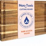 Non Toxic Wood Cutting Board – Conditioned with Natural Beeswax Flaxseed & Lemon Oil – Free of Mineral Oil – Made of FSC Certified Acacia Wood – 16″ x 11″ Thick Cutting Board by Ziruma