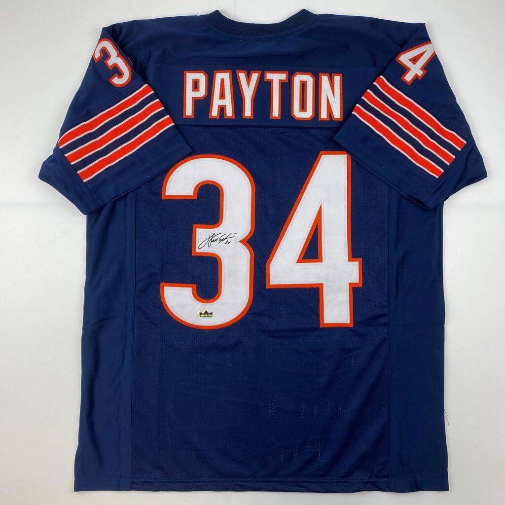 Facsimile Autographed Walter Payton Chicago Blue Reprint Laser Auto Football Jersey Size Men’s XL