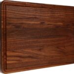 AZRHOM Walnut Wood Cutting Board, 17x11in Large Wooden Chopping Boards with Deep Juice Groove and Side Handle, Thick Butcher Block for Kitchen Meat Cheese Gift for Wife Mom (Gift Box)