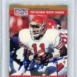 Andre Ware Signed 1990 Pro Set Rookie Card #19a, Beckett Authentic Autograph Slab, Houston Cougars Heisman, Detroit Lions Autographed Football Memorabilia